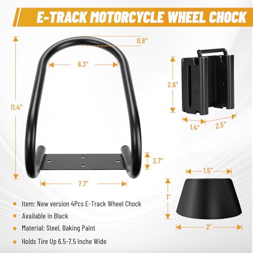 4Pcs E Track Wheel Chock with Trailer Floor Rubber Pad