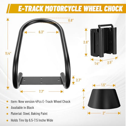4Pcs E Track Wheel Chock with Trailer Floor Rubber Pad