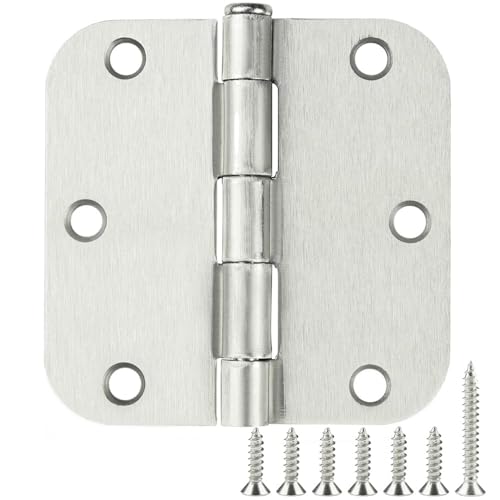 Rounded Door Hinges Brushed Nickel 3.5 Inch 5