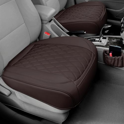 2 Pack Leather Front Car Seat Bottom Covers Coffee (2 Count)