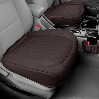 2 Pack Leather Front Car Seat Bottom Covers Coffee (2 Count)
