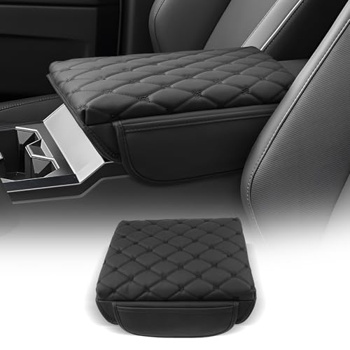for 2024 2025 2026 Cybertruck Center Console Cover Armrest Cover for Tesla Cybertruck Accessories Arm Rest Protector with Side Pockets Back Mesh 4 Velcro Pockets