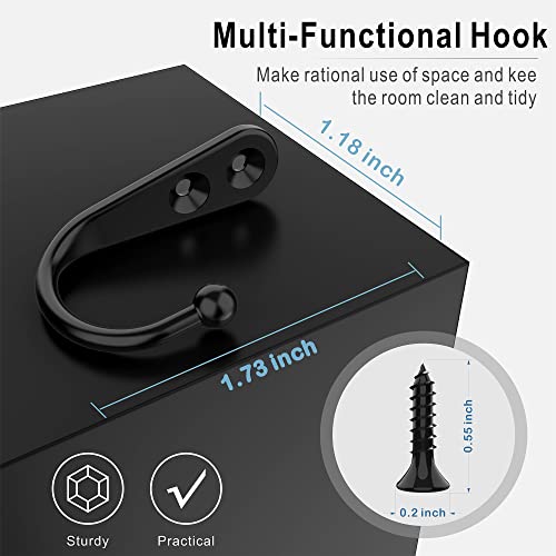 15 Pack Black Wall Mount Hooks for Hanging Coats & Towels (15 Count)