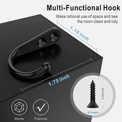 15 Pack Black Wall Mount Hooks for Hanging Coats & Towels (15 Count)
