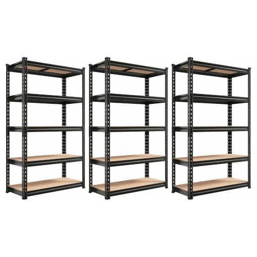 Set of 3 Storage Shelves 5 Tier Garage Shelving Heavy Duty Load 2000LBS
