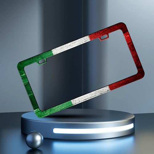 Italy Flag License Plate Frame Italian Flag Stainless Steel 6x12 Inch 2Hole