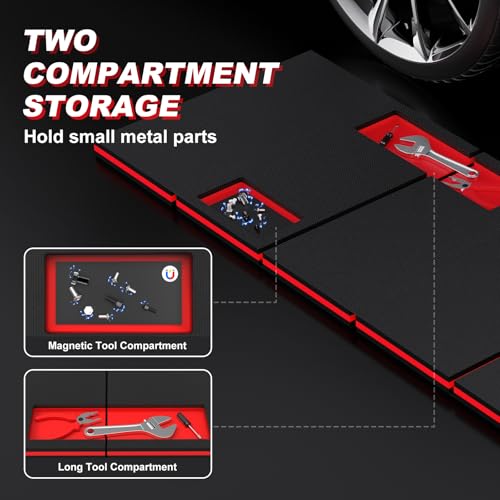 Thick Mechanic Mat Foldable EVA Kneeling Pad with Magnetic Tool Slot