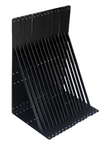 16 Pack L24 x H 12" Black Heavy Duty Shelf Brackets with Screws Metal Shelf Brackets Shelf Support Angle Brackets for Shelves L Brackets Heavy Duty Floating Shelf (16 Count)