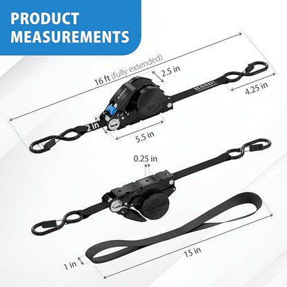 USA Based Retractable Ratchet Straps (2 Count)