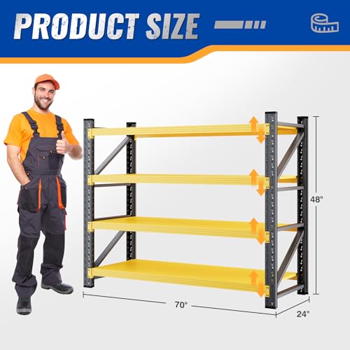 BYBYNSOE 48" W Storage Shelves 3000lbs Garage Metal Shelving Heavy Duty Garage Shelves Adjustable Storage Shelves for Industrial