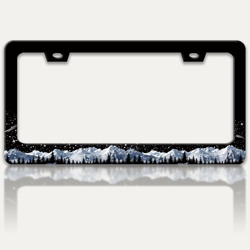 Snow Mountains License Plate Frame Mountain Forest License Plate Holder