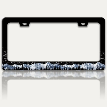 Snow Mountains License Plate Frame Mountain Forest License Plate Holder
