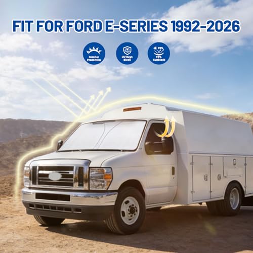 for Fo-rd E-Series 1992-2026 Front Windshield & Side Window Covers,3-Piece