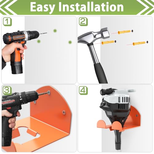 Trimmer Rack Wall Mount Heavy Duty Weedeater Hanger for Garage Wall Bracket Garage Organizer Weed Eater Hanger for Grass Trimmer (2 Count)