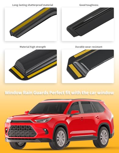 Window Visors Rain Guards for Toyota Grand Highlander 2024 (4 Count)