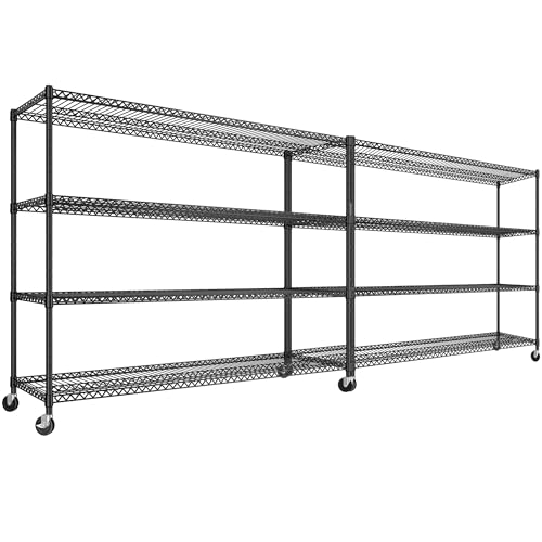 60''W Storage Shelves 2399LBS Metal Shelving Unit with Wheels & Feet (2 Count)