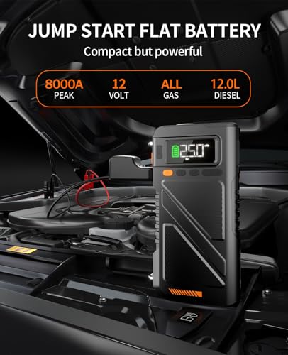 8000A Jump Starter with Air Inflator & Deflator Compressor