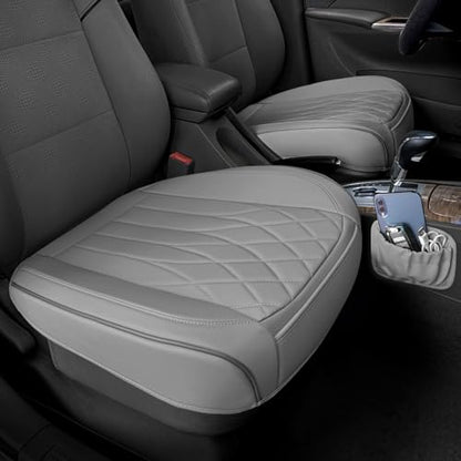2 Pack Grey Leather Front Bottom Car Seat Covers (2 Count)