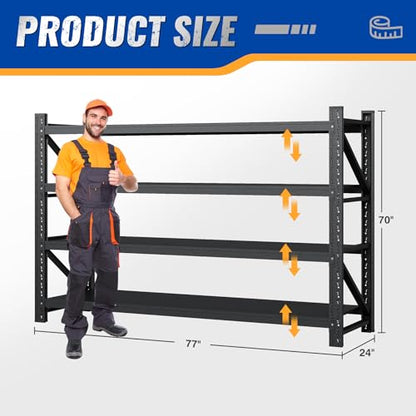 77" W Storage Shelves 9000lbs Garage Metal Shelving Heavy Duty Garage Shelves Adjustable Storage Shelves for Industrial