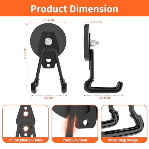Strong Magnetic Hooks Heavy Duty Upgraded Large Magnets with Hooks Magnetic Garage Hooks for Hanging Shovel (4 Count)