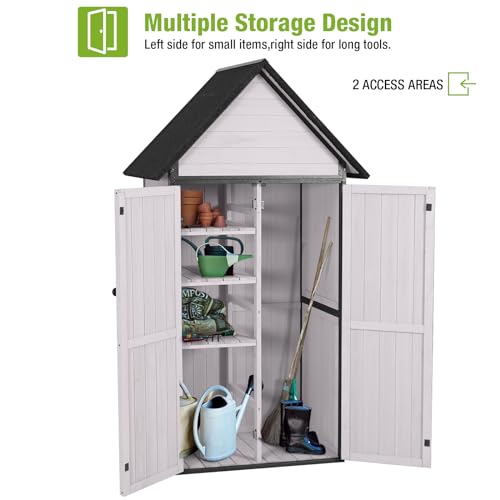 Sheds Outdoor Storage Wooden Garden Tool Shed with Metal Frame Sloped Roof and Adjustable 3 Tiers Shelves Outdoor Storage Cabinet for Backyard Garden Patio Lawn 67.1"
