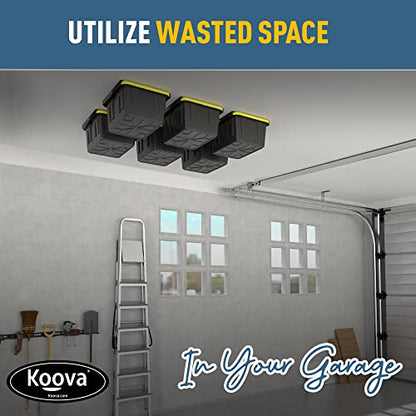Heavy Duty Overhead Garage Storage Rack for 6 Bins. Adjustable Width (6 Count)