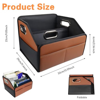 Leather Car Storage Organizer for back front Passenger Seat Brown