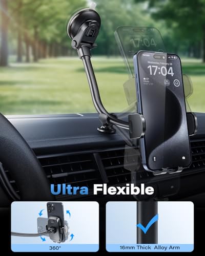 Solid Car Truck Phone Mount Holder with Thick Gooseneck Long Arm