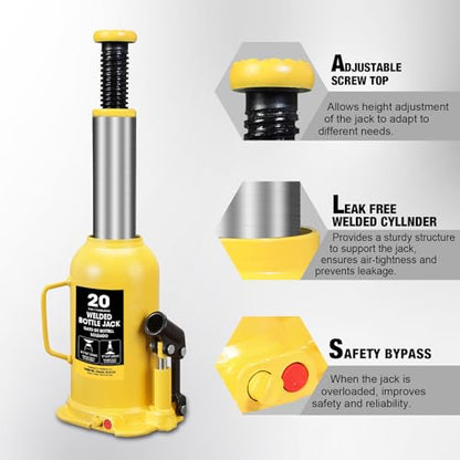 20 Ton Bottle Jack All Welded Hydraulic Jack with 2