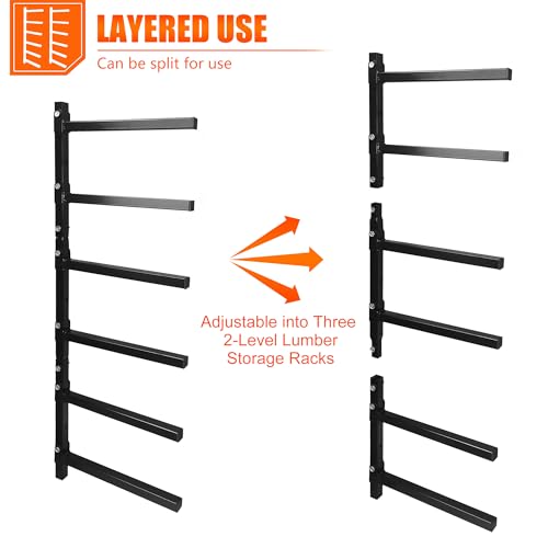 6 Level Foldable Lumber Storage Rack Collapsible Wall Mount