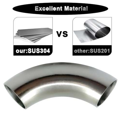OD 1 Inch 90 Degree Stainless Steel Bend Tube 1” Exhaust Elbow Pipe for Car Modified Exhaust System 1" Piping Silver Tone