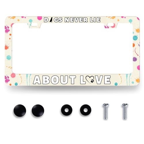 Stainless Steel Funny Dogs Text License Plate Frame 12.3 x 6.3 Inch