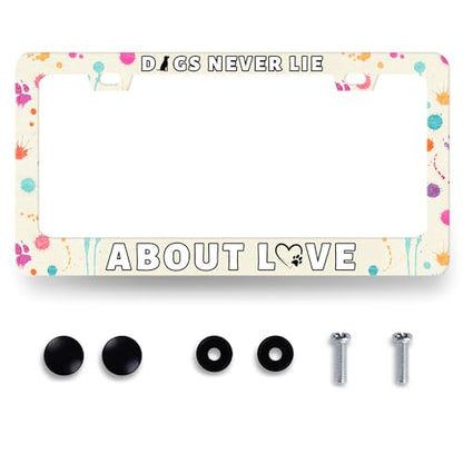 Stainless Steel Funny Dogs Text License Plate Frame 12.3 x 6.3 Inch