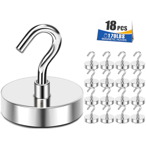 Magnetic Hooks 170lbs Strong Magnets Hook 18 Pack