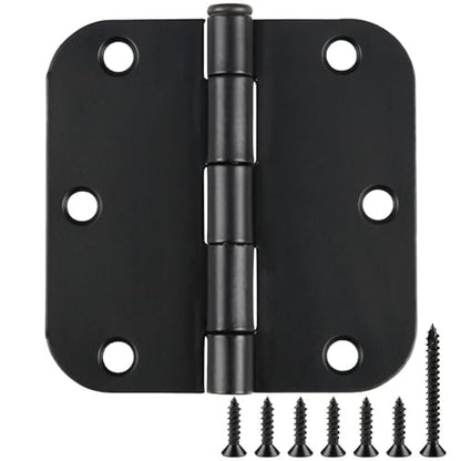 Rounded Door Hinges Matte Black 3.5" Interior Hardware 18 Pack