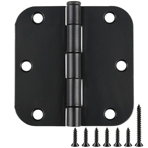 Rounded Door Hinges Matte Black 3.5" 5 (40 Count)