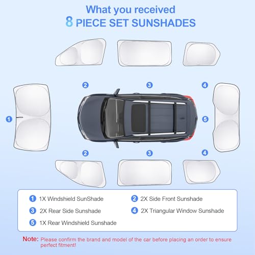8pcs Car Window Shades for Grand Cherokee 2022 (8 Count)