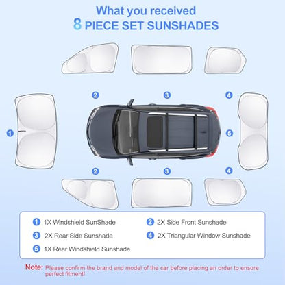 8pcs Car Window Shades for Grand Cherokee 2022 (8 Count)
