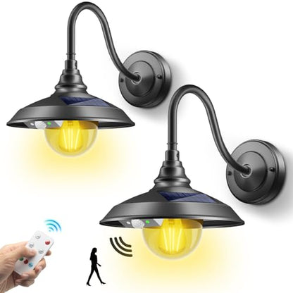 Solar Barn Light Outdoor Aluminum 3 Modes Remote (2 Count)