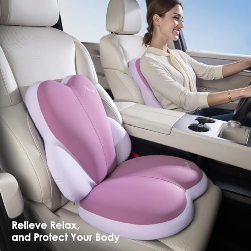 Car Seat Cushion and Back Support for Car Ultrathick Memory Foam Office Chair Cushions with Lumbar Support Pillow for Sciatica & Back & Tailbone Pain Relief