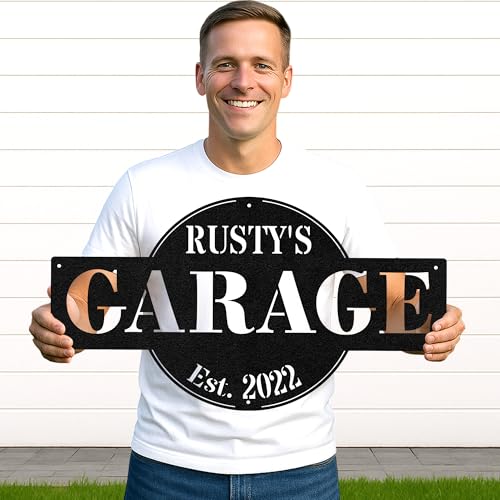Custom Garage Workshop Metal Sign Personalized Tool Name Wall Art for Car Truck Mechanic Shop Decor Durable Steel Sign for Dad Husband Men’s Auto Workspace or Fence