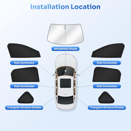 Sunshades for 2025 2026 Kia K4 Accessories Windshield Sun Shade Side Rear Window Shade Cover Sun Visor Shield Privacy Protection for Camping Keep Vehicle Cool Black 7PCS (5 Count)