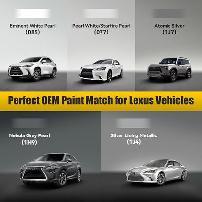1J4) Silver Lining Metallic Touch Up Paint Compatible with Lexus, Exact Match Car Paint Pen Automotive Scratch Repair Remover Kit Quick & Easy Solution for Vehicle Chips and Nicks