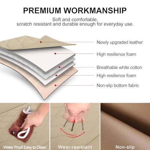 2 Pack Leather Front Car Seat Bottom Covers Beige (2 Count)