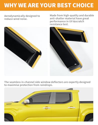 Window Visors Rain Guards for Toyota Tacoma 2024 (4 Count)