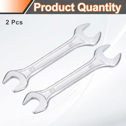 2pcs Double Open End Wrench 13mm x 16mm Metric 15 Degree Offset Angle Small Flat Head Wrench Galvanizing Open Ended Spanner for Automotive Repair Furniture Assembly (2 Count)