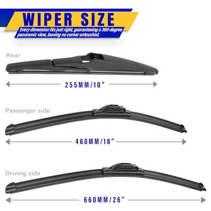 3 Wipers Fits Toyota Highlander 2020
