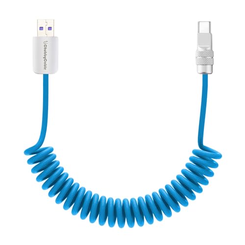 USB A to C 120W Braided Coiled Charging Cable