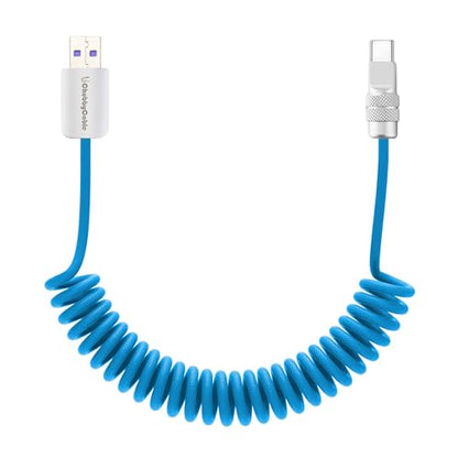 USB A to C 120W Braided Coiled Charging Cable