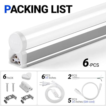 6 Pack LED T5 Integrated Single Fixture (6 Count)